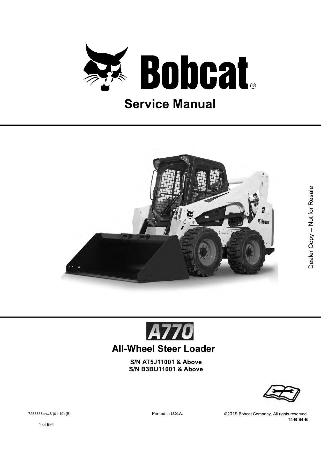 A770 All-Wheel Steer Loader Service Manual Bobcat 3